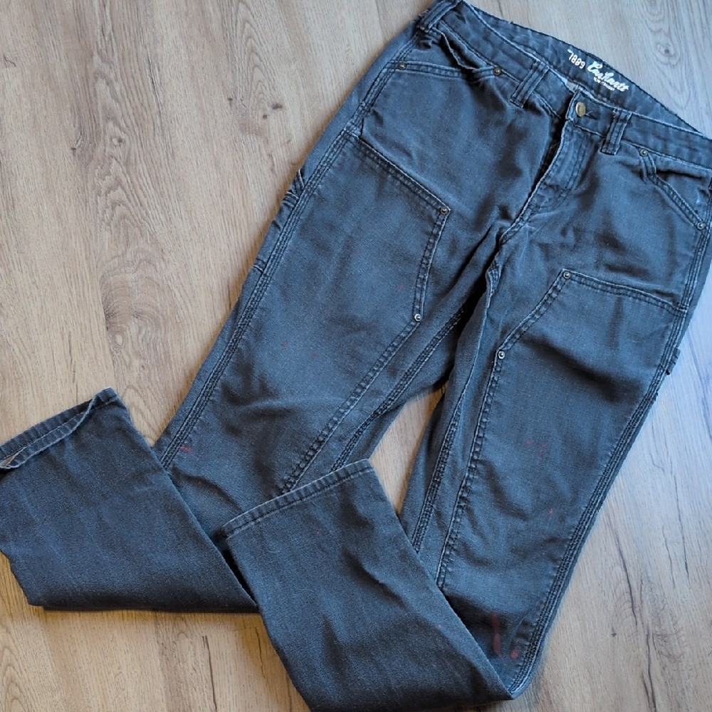 Vintage Carhartt Carpenter Pants 8 Tall Black Grey Work Pants